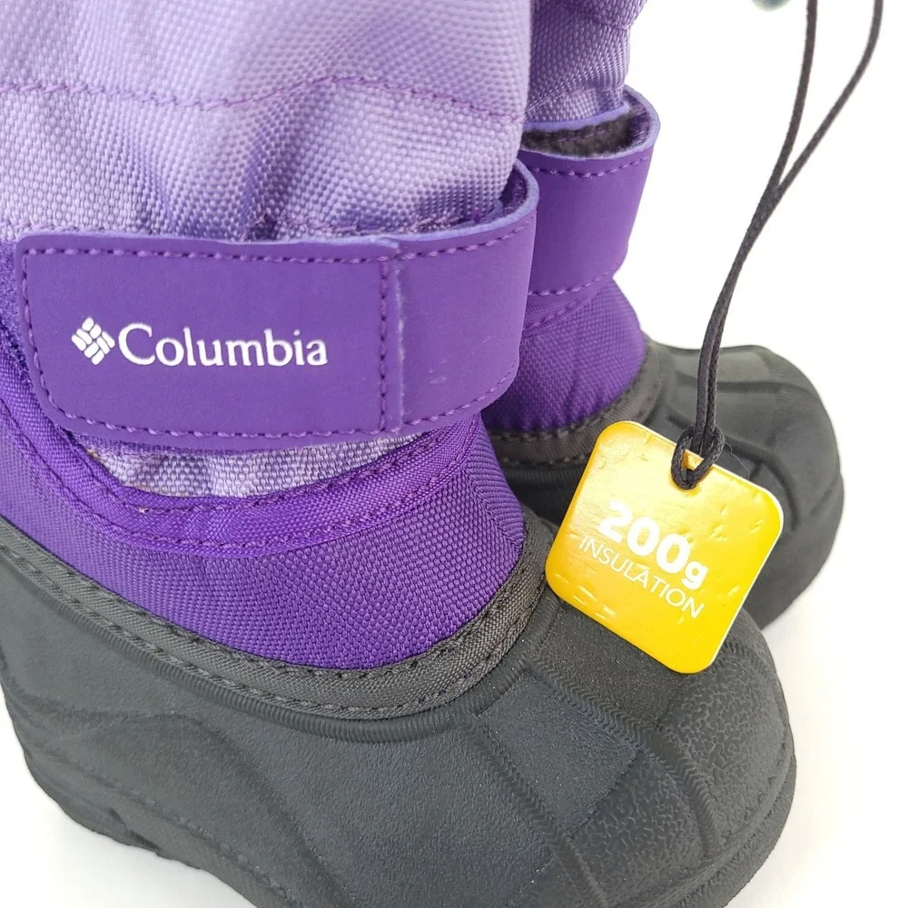 Columbia‎ Powderbug Plus II Snow Boots Toddler 4 Purple Black Winter Insulated